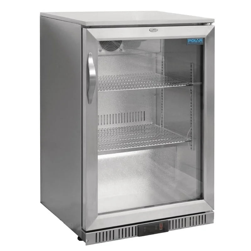 Arrière-bar réfrigéré en inox Polar Série G avec porte battante 138 L