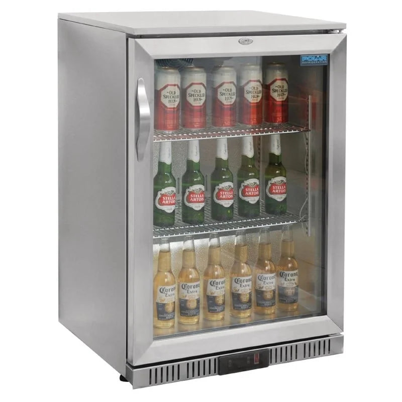 Arrière-bar réfrigéré en inox Polar Série G avec porte battante 138 L