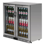 Arrière-bar réfrigéré en inox Polar Série G avec 2 portes battantes 208 L