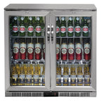 Arrière-bar réfrigéré en inox Polar Série G avec 2 portes battantes 208 L