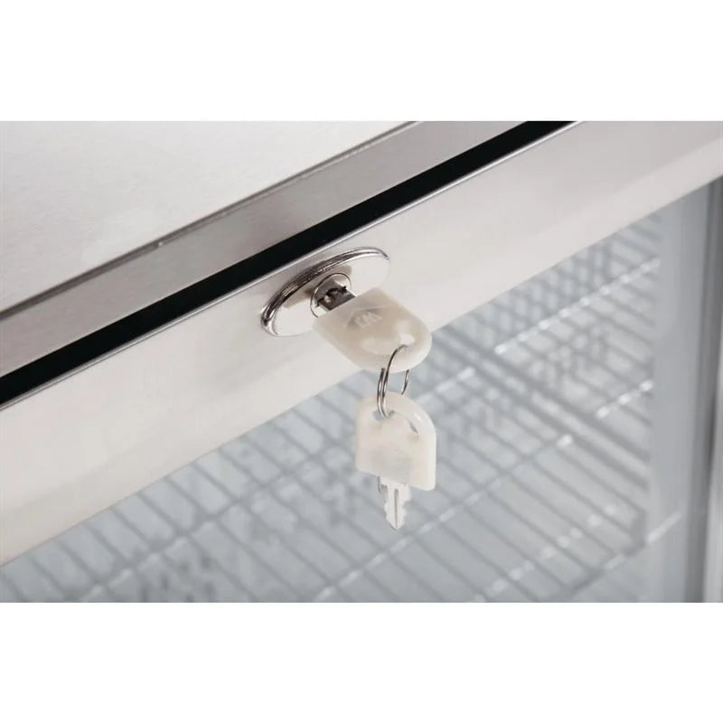 Arrière-bar réfrigéré en inox Polar Série G avec 2 portes battantes 208 L