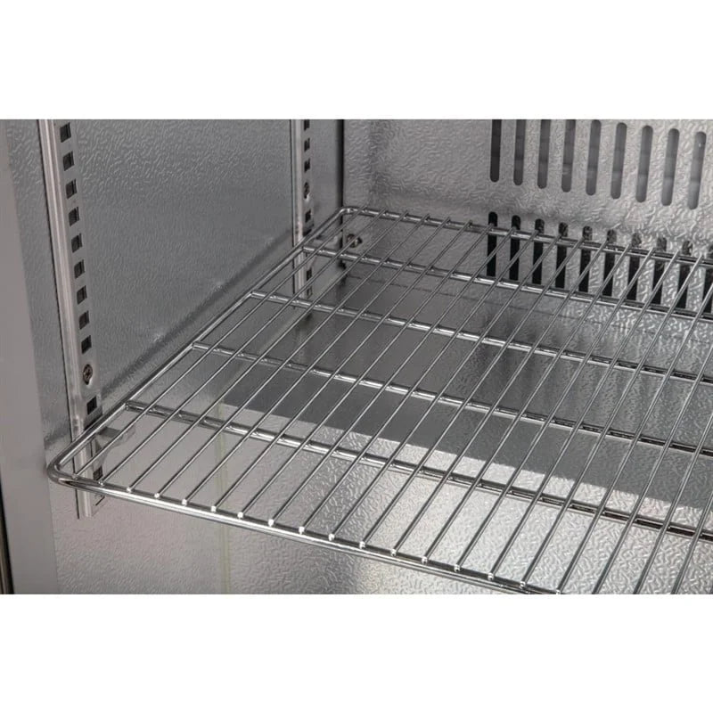 Arrière-bar réfrigéré en inox Polar Série G avec 2 portes battantes 208 L