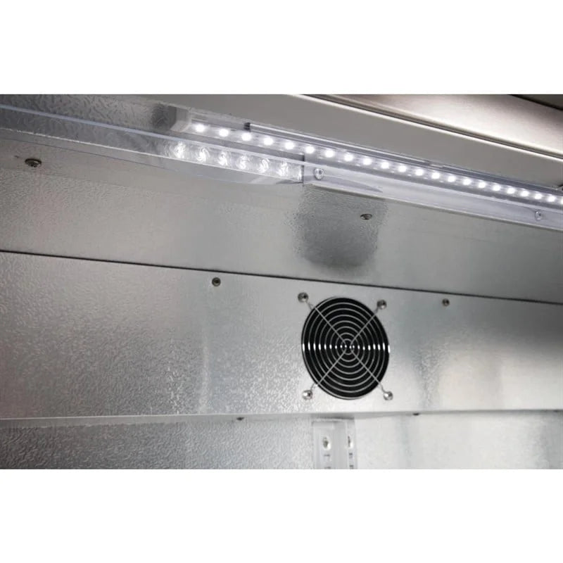 Arrière-bar réfrigéré en inox Polar Série G avec 2 portes battantes 208 L