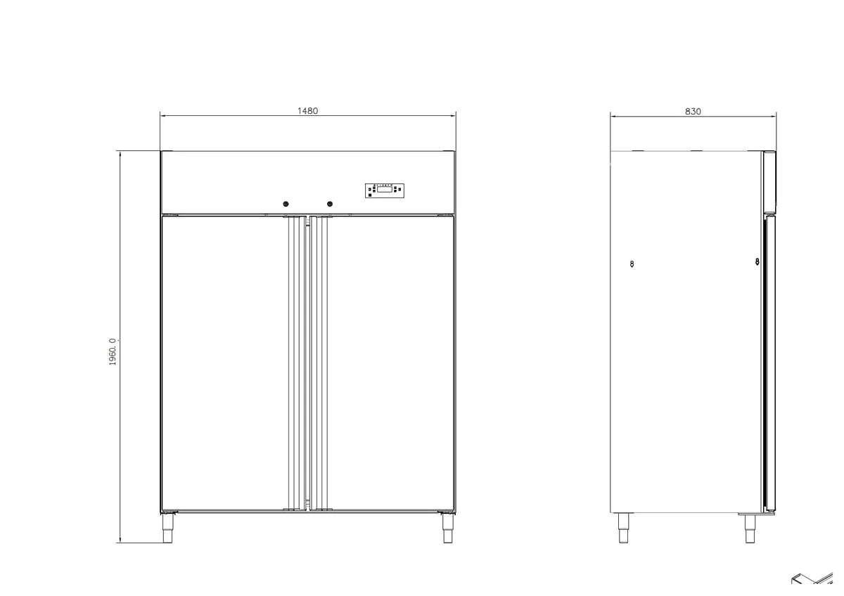 Armoire de congélation ECO 1400 GN 2/1 Monobloc, volume utile 1350 litres, 6 grilles réglables, construction robuste, inox