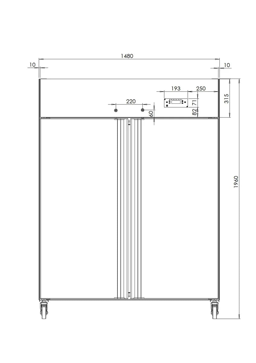 Armoire de congélation ECO 1400 GN 2/1 Monobloc, volume utile 1350 litres, 6 grilles réglables, construction robuste, inox