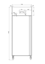 Armoire réfrigérée professionnelle ECO 700 GN 2/1 monobloc, volume de réfrigération 616 litres, 3 clayettes réglables, construction robuste, inox