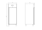 Armoire réfrigérée professionnelle ECO 700 GN 2/1 monobloc, volume de réfrigération 616 litres, 3 clayettes réglables, construction robuste, inox