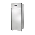 Armoire réfrigérée professionnelle ECO 700 GN 2/1 monobloc, volume de réfrigération 616 litres, 3 clayettes réglables, construction robuste, inox