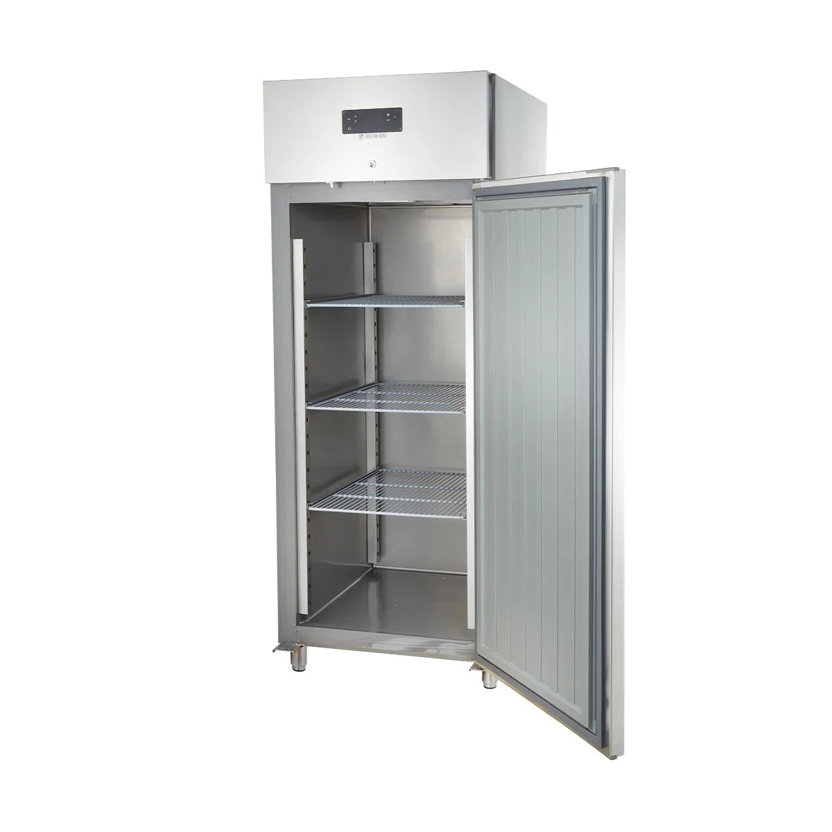 Armoire réfrigérée professionnelle ECO 700 GN 2/1 monobloc, volume de réfrigération 616 litres, 3 clayettes réglables, construction robuste, inox