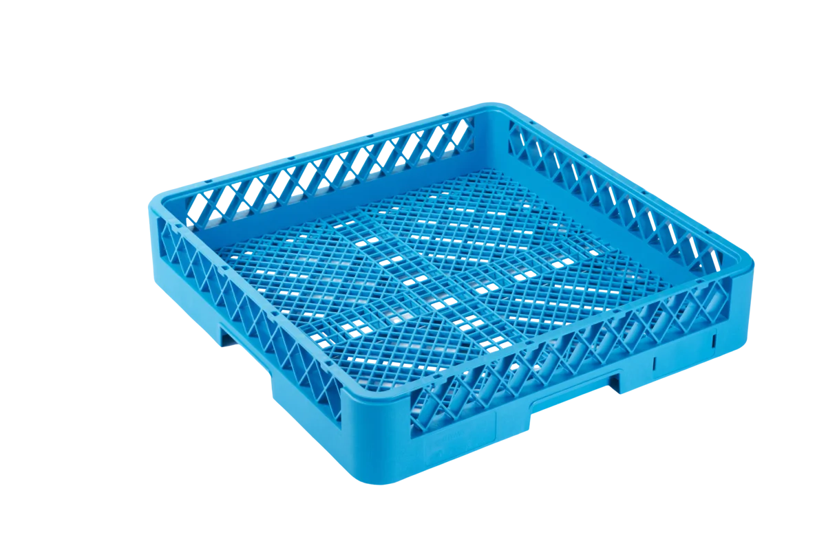 Panier de lavage 500x500 mm sans compartimentage pour couverts, à mailles fines, bleu