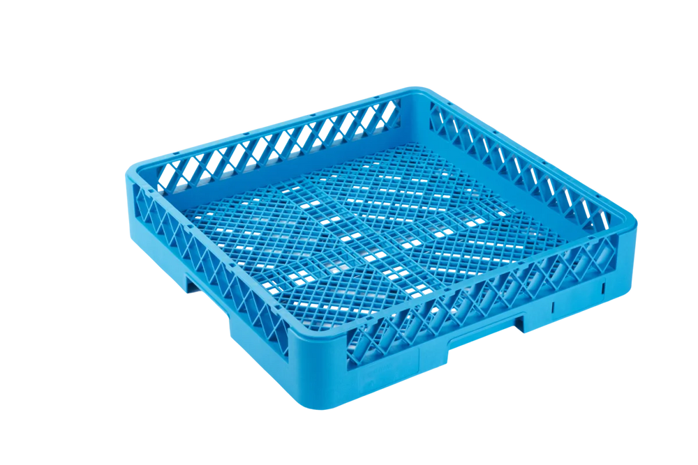 Panier de lavage 500x500 mm sans compartimentage pour couverts, à mailles fines, bleu