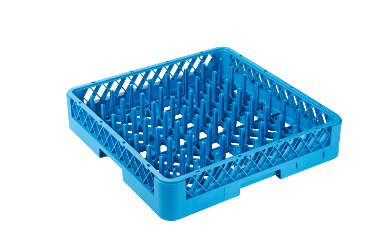 Panier de lavage 500x500 mm avec doigts hauts pour assiettes & plaques, bleu