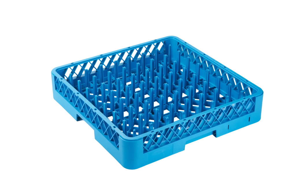 Panier de lavage 500x500 mm avec doigts hauts pour assiettes & plaques, bleu