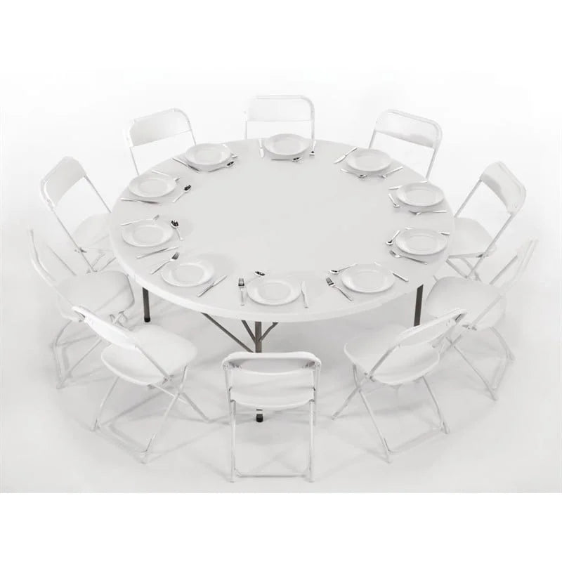 Table pliante ronde Bolero blanche 183cm