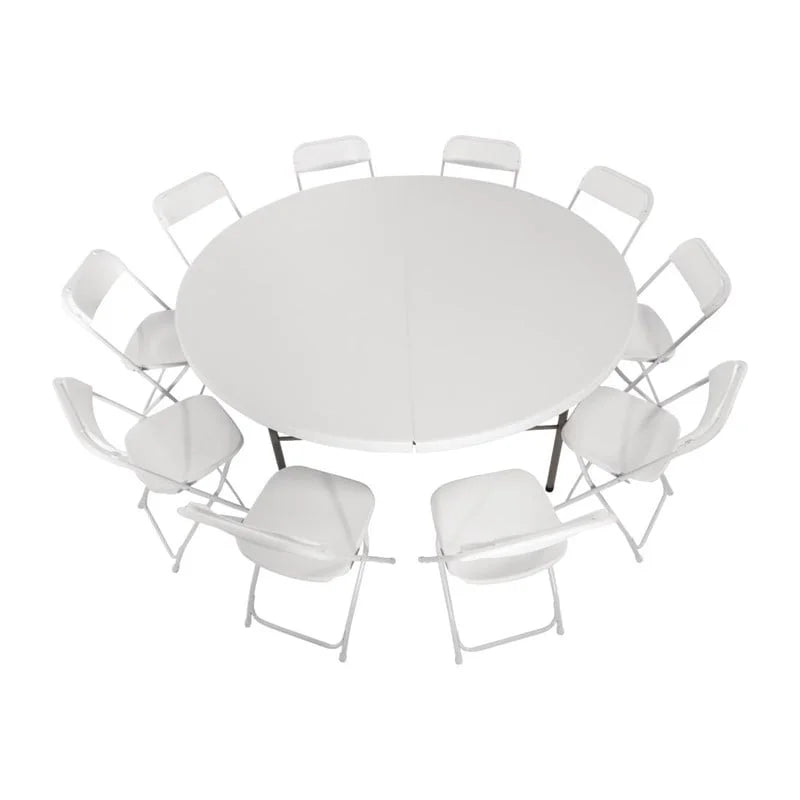 Table pliante ronde Bolero blanche 183cm