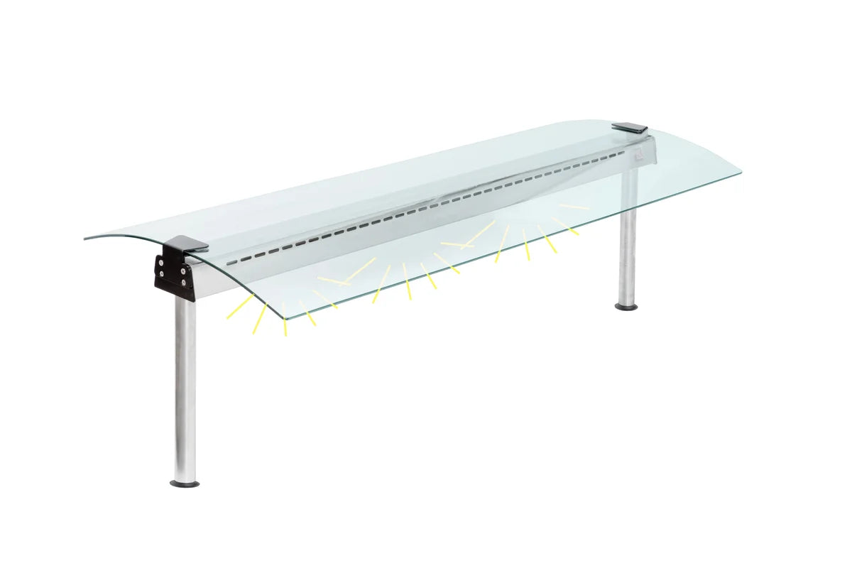 Écran de protection anti-postillons 2 GN1/1 verre courbé des deux côtés - Lampe halogène