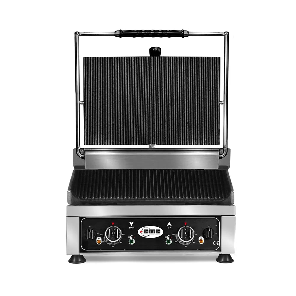 GMG grill à contact / grill à panini KG2745EDT 45x27 rainuré avec 2 régulateurs de température