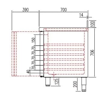 Table réfrigérée Profi 2/0 Superior avec dosseret - GN 1/1