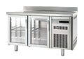 Table réfrigérée boulangerie Premium 2/0 avec dosseret et portes vitrées