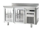 Table réfrigérée boulangerie Premium 2/0 avec dosseret et portes vitrées