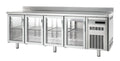 Table réfrigérée de boulangerie Premium 4/0 avec dosseret et portes vitrées
