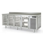 Table réfrigérée de boulangerie Premium 4/0 avec dosseret et portes vitrées