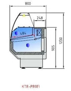 Comptoir réfrigéré PROFI 100 - vitrage frontal arrondi, 1050 mm, avec éclairage LED