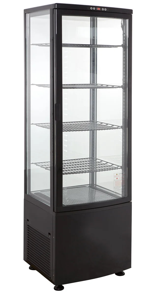 Vitrine réfrigérée ECO 235 litres, éclairage LED, 4 grilles, noire