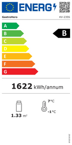 Vitrine réfrigérée ECO 235 litres, éclairage LED, 4 grilles, noire