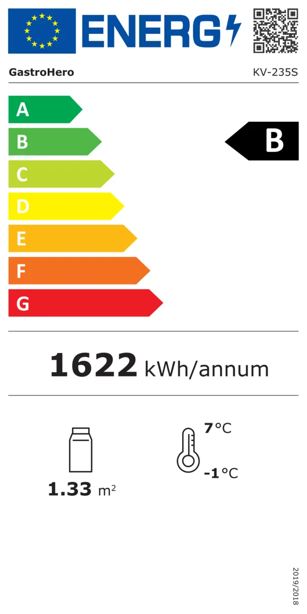 Vitrine réfrigérée ECO 235 litres, éclairage LED, 4 grilles, noire