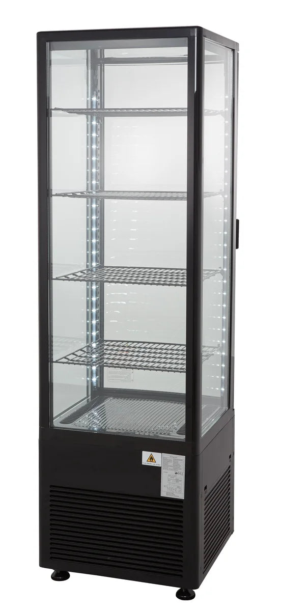 Vitrine réfrigérée ECO 235 litres, éclairage LED, 4 grilles, noire