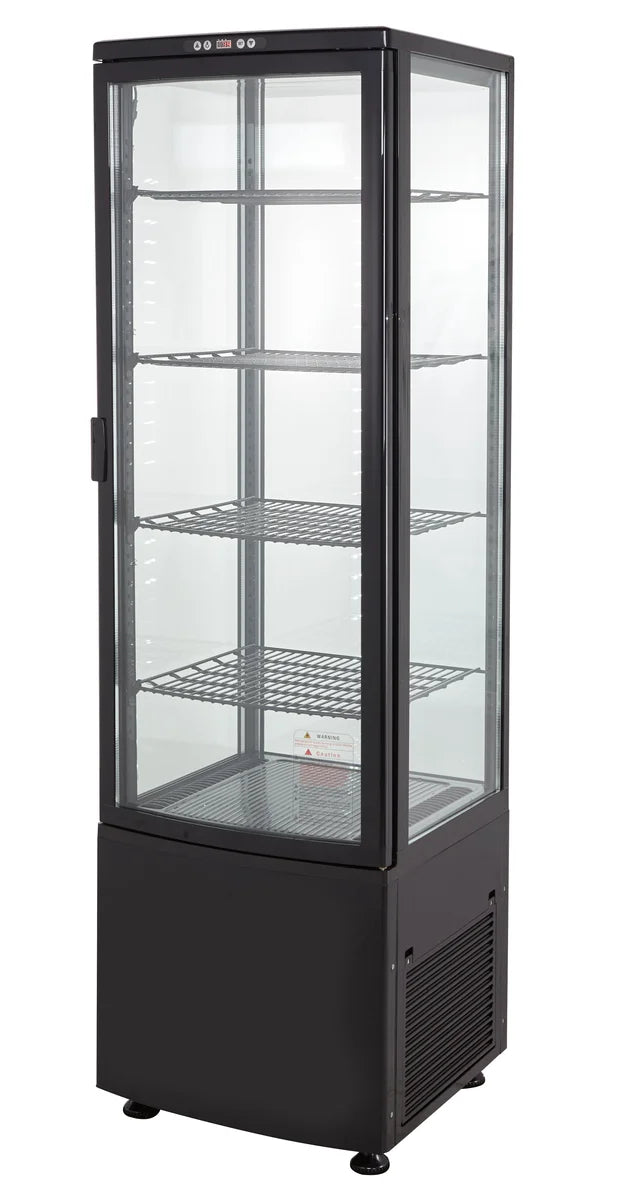 Vitrine réfrigérée ECO 235 litres, éclairage LED, 4 grilles, noire