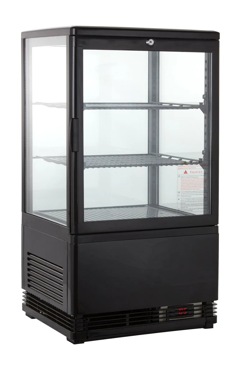 Vitrine réfrigérée ECO 58 litres, éclairage LED, 2 grilles, noire