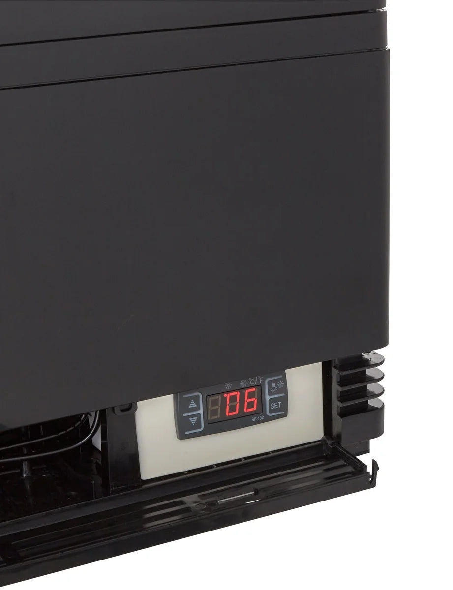 Vitrine réfrigérée ECO 58 litres, éclairage LED, 2 grilles, noire