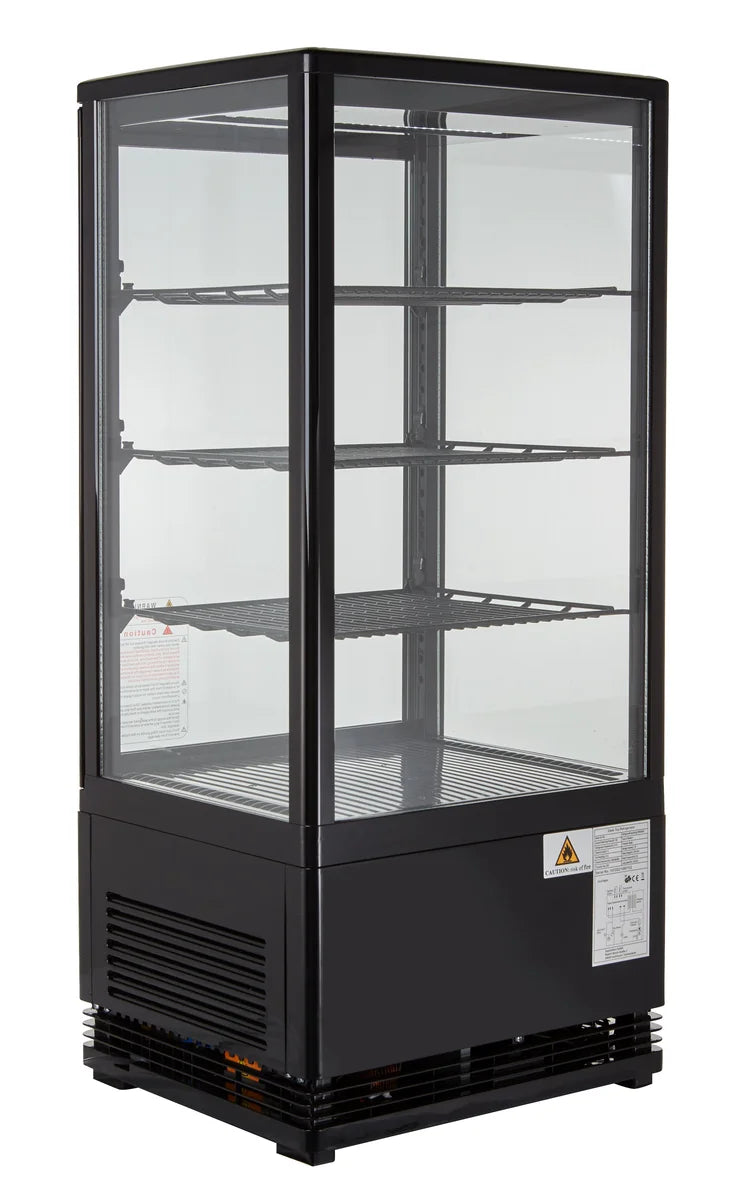Vitrine réfrigérée ECO 78 litres, éclairage LED, 3 grilles, noire
