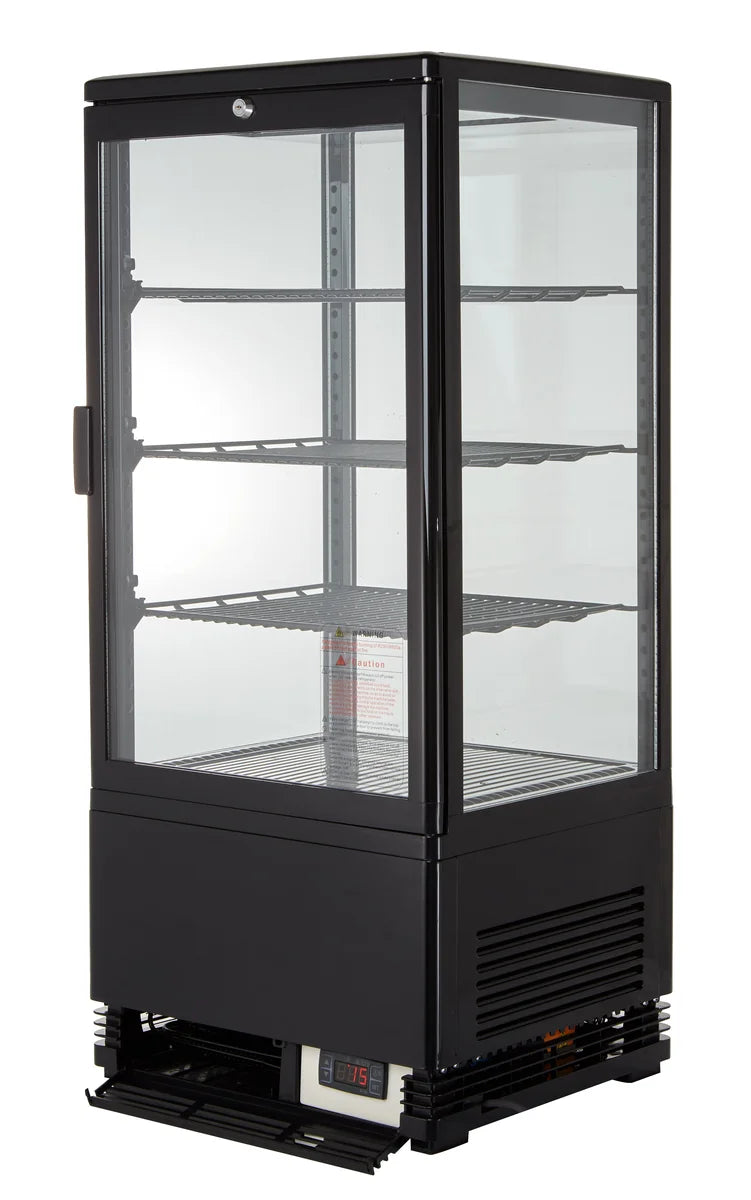 Vitrine réfrigérée ECO 78 litres, éclairage LED, 3 grilles, noire