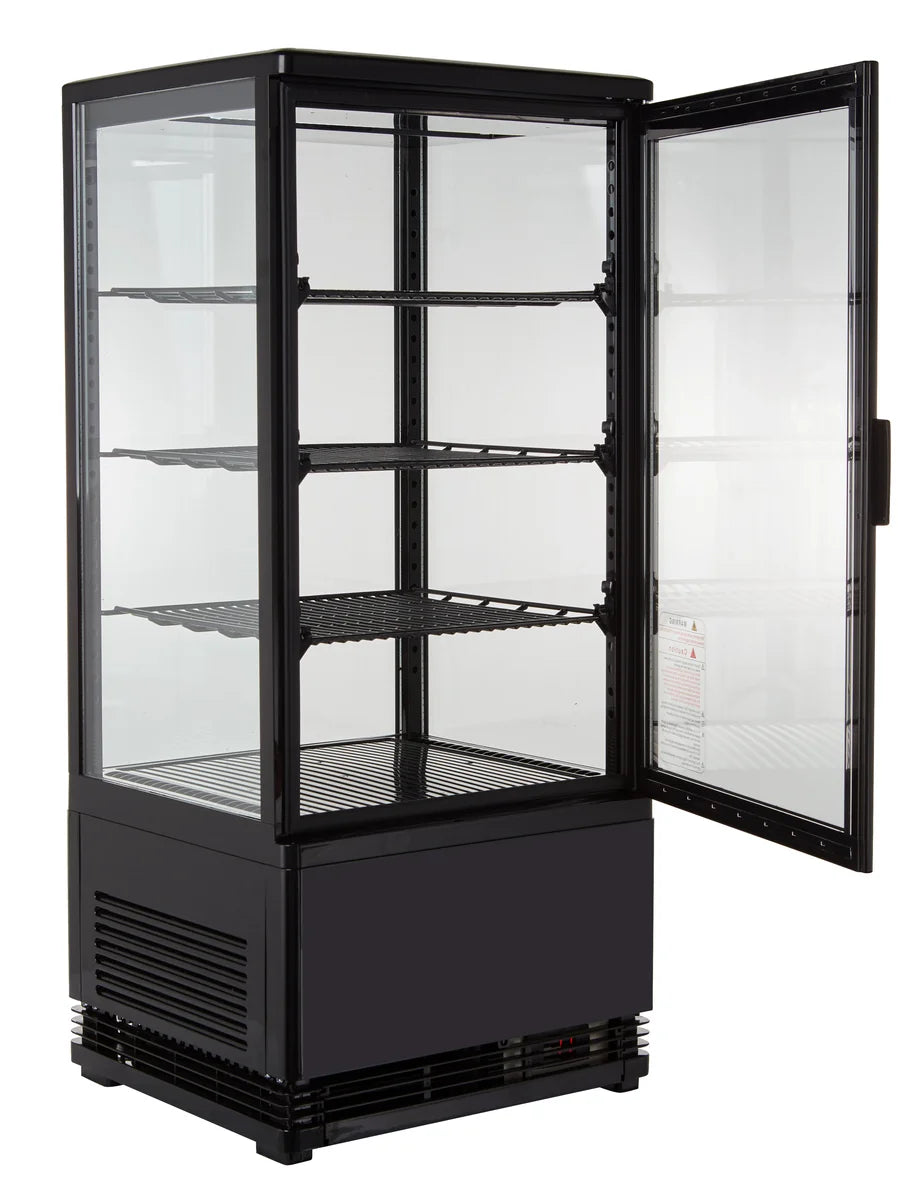 Vitrine réfrigérée ECO 78 litres, éclairage LED, 3 grilles, noire