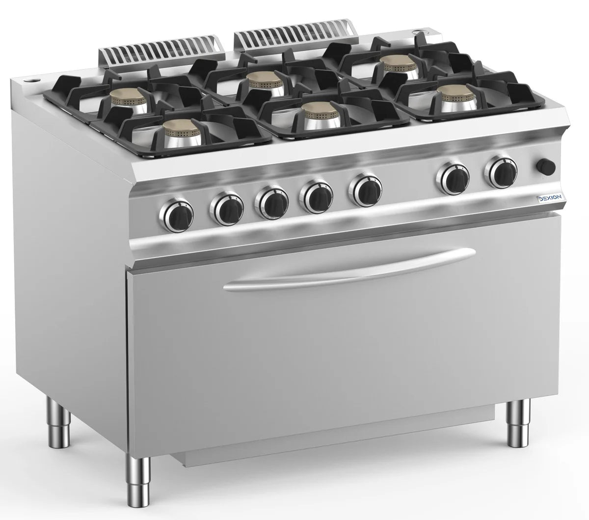 Cuisinière à gaz Dexion Lux 700 - 110/73 avec four à gaz GN2/1 - 6 feux - 50 kW