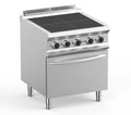 Cuisinière électrique Dexion Lux 700 - 70/73 avec four électrique à convection - 4 plaques carrées encastrées - 12,6 kW
