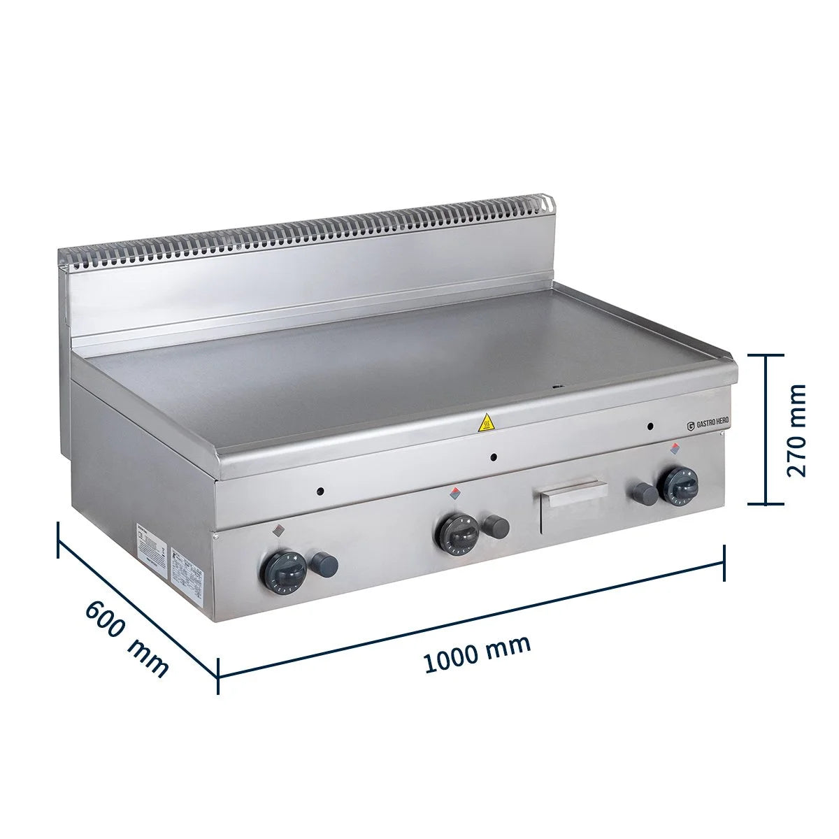 Plaque grill gaz Série 600 - 100/60 - lisse - appareil de table - 15,3 kW