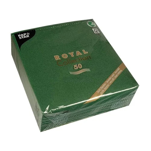 Papstar 50 serviettes ROYAL Collection pliage 1/4 40 cm x 40 cm vert foncé