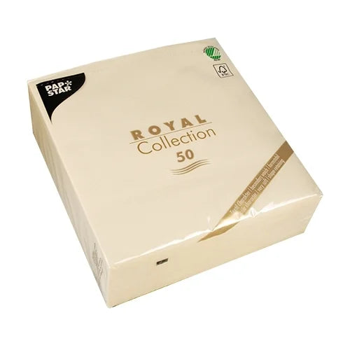 Papstar 50 serviettes ROYAL Collection pliage 1/4 40 cm x 40 cm champagne