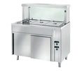 Table de maintien au chaud en libre-service PROFI ventilée avec portes coulissantes et rehausse vitrée angulaire 1200x700x1300 - 3x GN 1/1