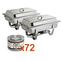 2x Olympia Chafing Dish 1/1 GN, inox, Milan avec 72 pâtes combustibles
