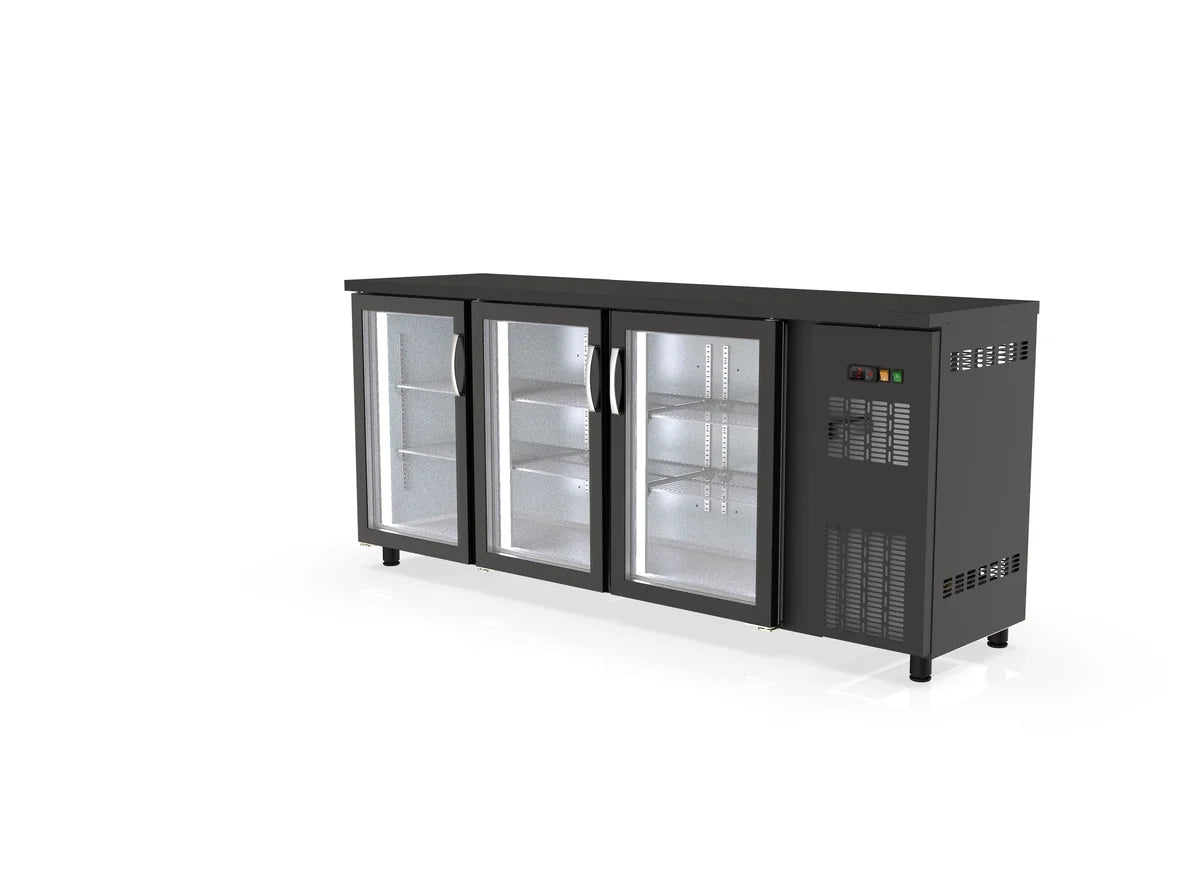 Table réfrigérée de bar Coreco PROFI 3/0G avec 3 portes vitrées