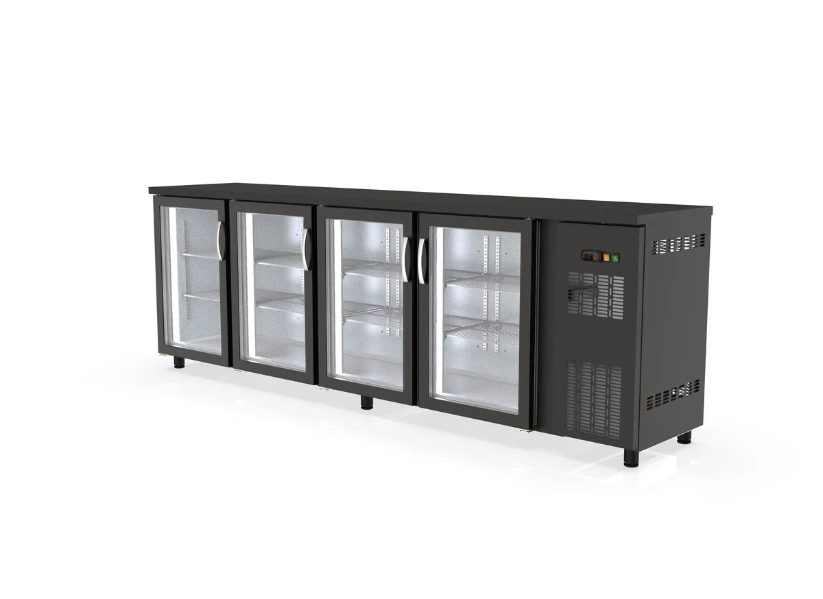Table réfrigérée de bar Coreco PROFI 4/0G avec 4 portes vitrées