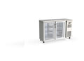 Table réfrigérée de bar Coreco PROFI 2/0G en acier inoxydable avec 2 portes vitrées