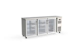Table réfrigérée de bar Coreco PROFI 3/0G en acier inoxydable avec 3 portes vitrées