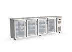 Table réfrigérée de bar Coreco PROFI 4/0G en acier inoxydable avec 4 portes vitrées