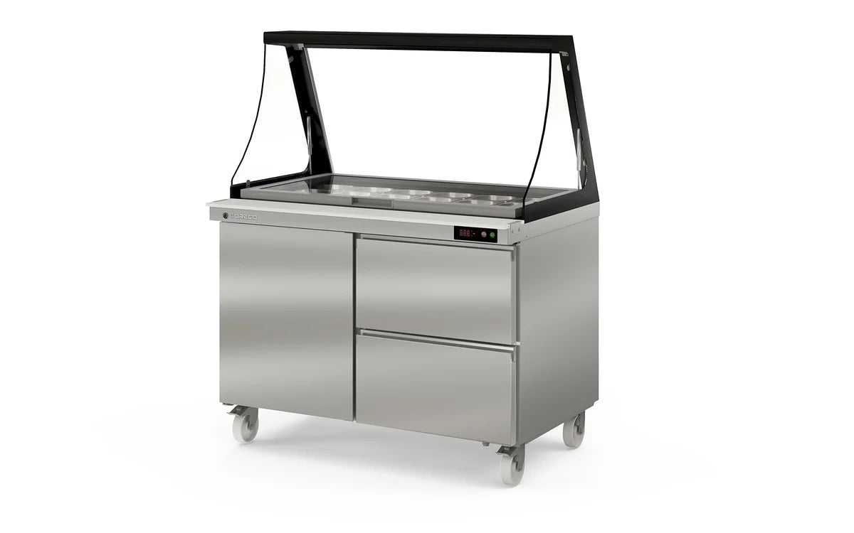 Coreco Saladette US Range 1200 - 1/2 avec rehausse vitrée